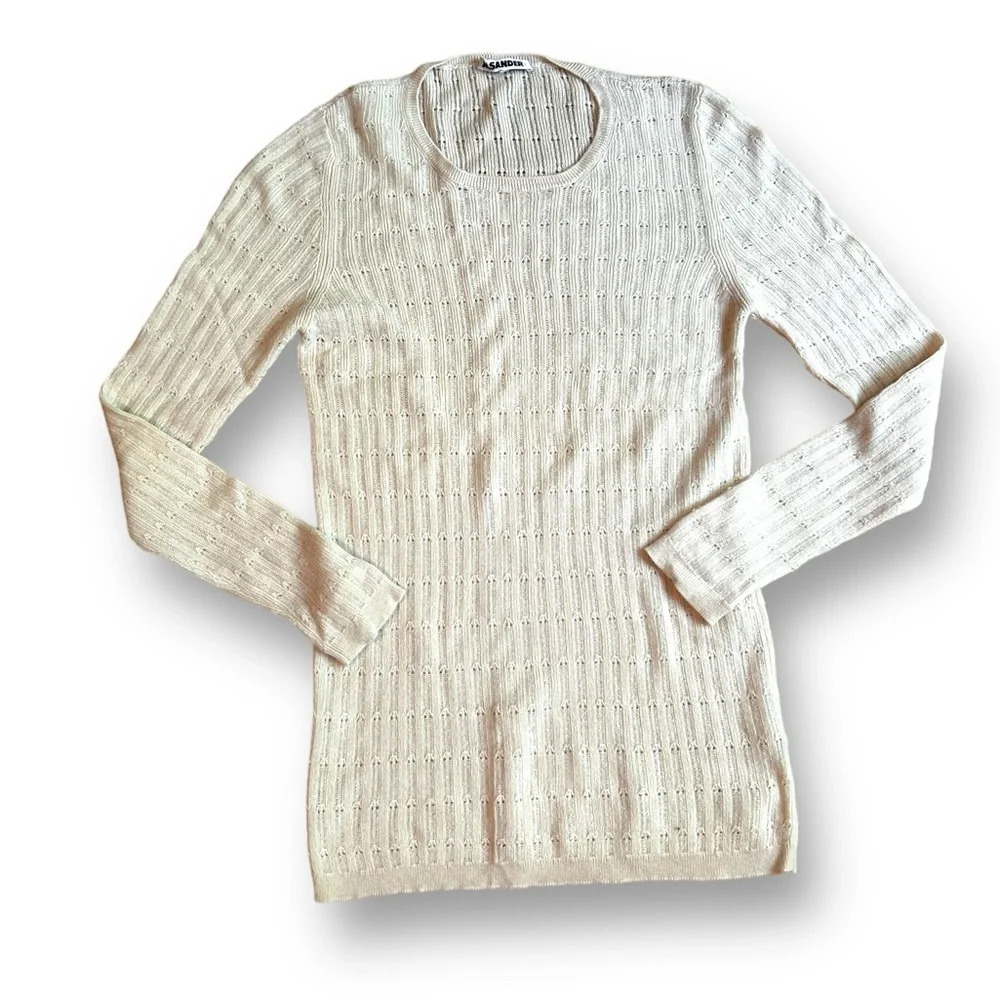 Jil Sander Round neck cream/tan sweater Size 40/Large Excellent Condition Soft